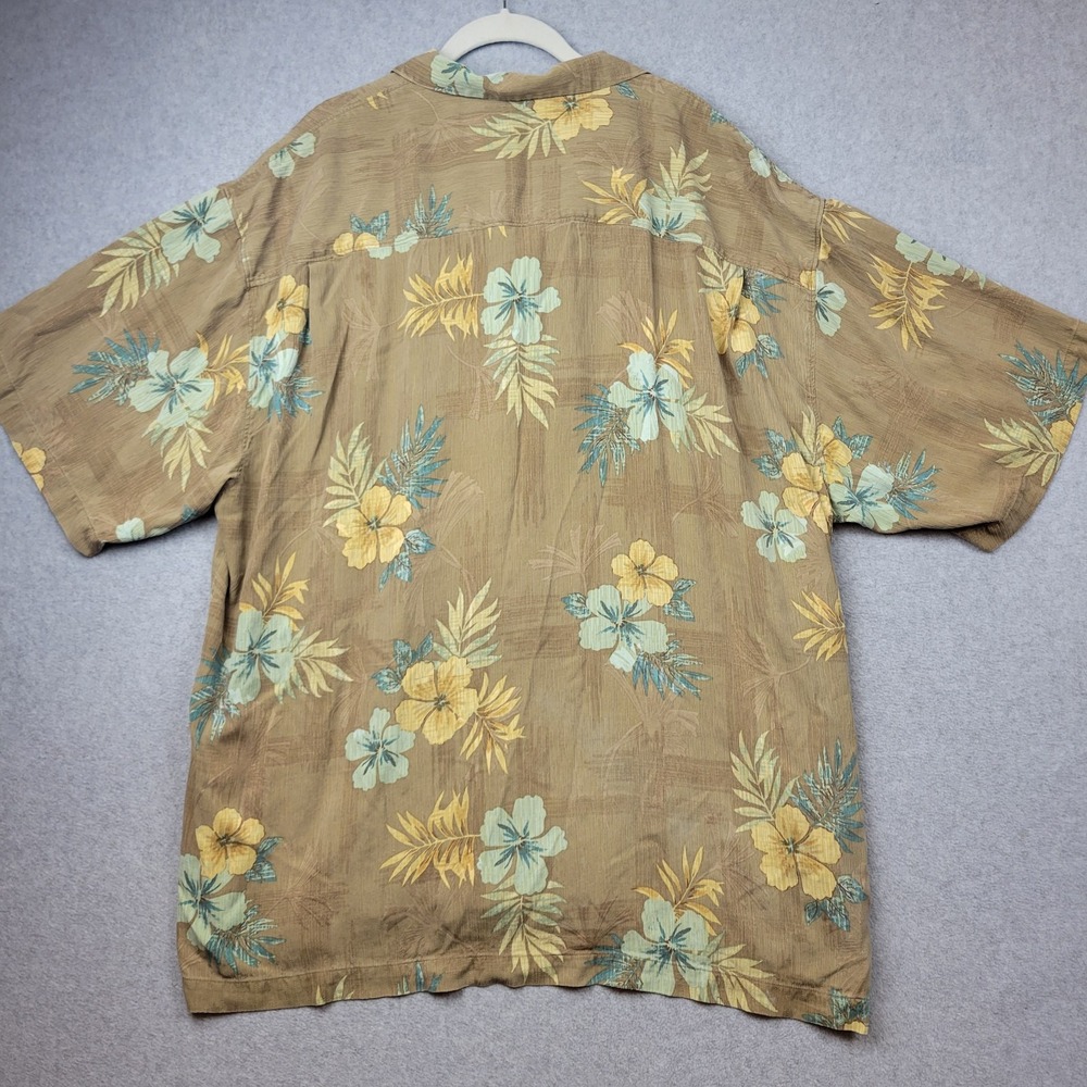 Tommy‎ Bahama Silk Shirt Mens XXL Brown Floral Hawaiian Button Up Beach Casual - Picture 9 of 12